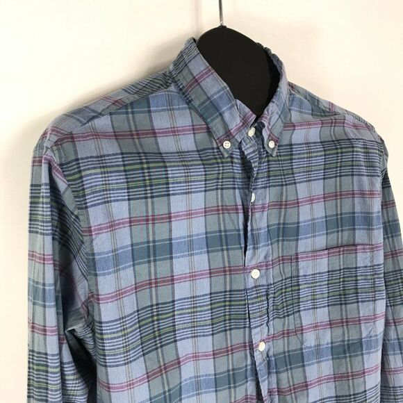 J. Crew Stretch Slim Fit Button Down Shirt Men's Medium Plaid Long Sleeve Casual - Picture 5 of 11